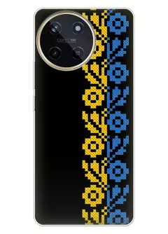Чехол на Realme 11 4G с патриотическим рисунком вышитых цветов