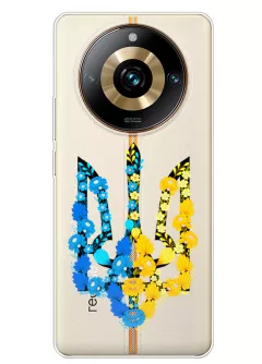 Чехол для Realme 11 Pro Plus из прозрачного силикона - Герб Украины в цветах