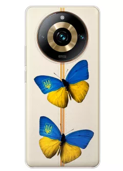 Чехол для Realme 11 Pro Plus из прозрачного силикона - Бабочки из флага Украины