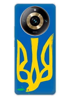 Чехол на Realme 11 Pro Plus с сильным и добрым гербом Украины в виде ласточки