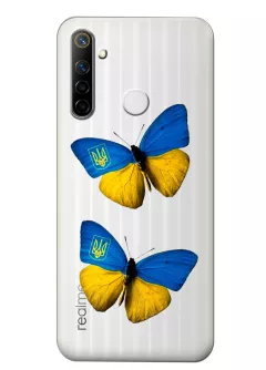 Чехол для Realme 6i из прозрачного силикона - Бабочки из флага Украины