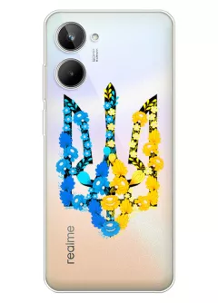 Чехол для Realme 9i 5G из прозрачного силикона - Герб Украины в цветах