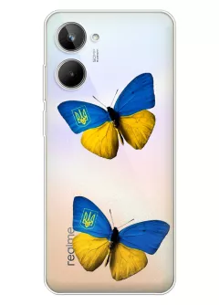 Чехол для Realme 9i 5G из прозрачного силикона - Бабочки из флага Украины