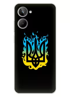 Чехол на Realme 9i 5G с справедливым гербом и огнем Украины