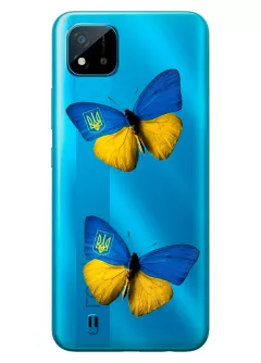 Чехол для Realme C11 из прозрачного силикона - Бабочки из флага Украины