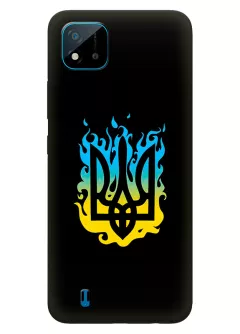 Чехол на Realme C11 с справедливым гербом и огнем Украины