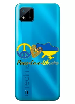 Чехол на Realme C11 с патриотическим рисунком - Peace Love Ukraine