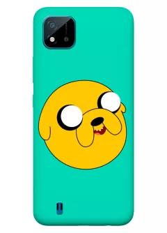 Чехол для Realme C11 - Время приключений голова Джейка крупным планом зеленым чехлом