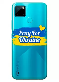 Чехол для Realme C21Y "Pray for Ukraine" из прозрачного силикона