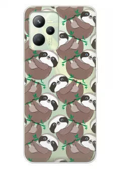 Чехол для Realme C35 с принтом - Удивленные ленивцы