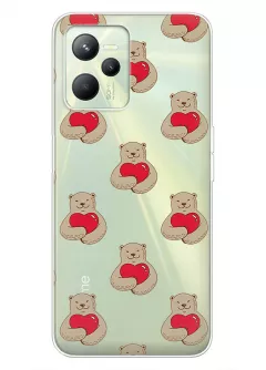 Чехол для Realme C35 с принтом - Влюбленные медведи