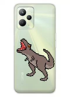 Чехол для Realme C35 с принтом - Пиксельный динозавр