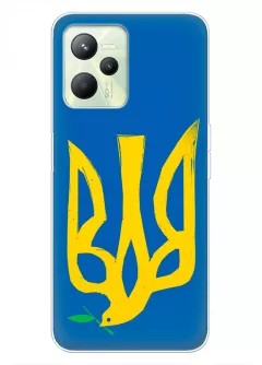 Чехол на Realme C35 с сильным и добрым гербом Украины в виде ласточки