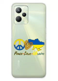 Чехол на Realme C35 с патриотическим рисунком - Peace Love Ukraine