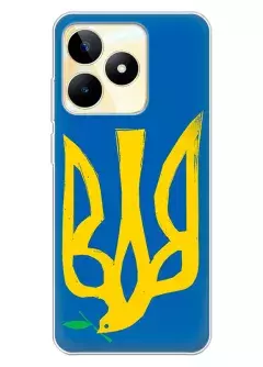 Чехол на Realme C53 с сильным и добрым гербом Украины в виде ласточки