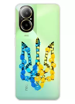 Чехол для Realme C67 4G из прозрачного силикона - Герб Украины в цветах