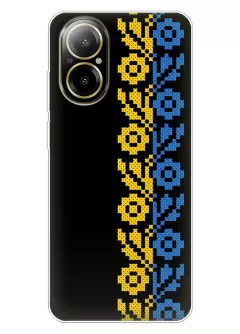 Чехол на Realme C67 4G с патриотическим рисунком вышитых цветов