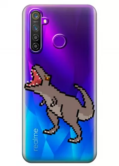 Чехол для Realme 5 - Пиксельный динозавр