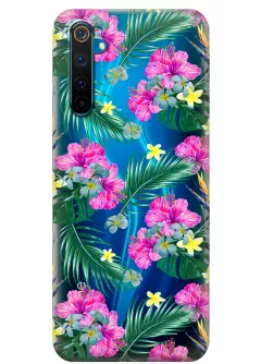 Прозрачный чехол для Realme 6 Pro - Тропические цветы