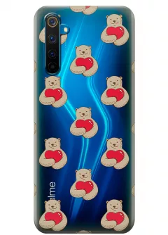 Прозрачный чехол для Realme 6 Pro - Влюбленные медведи