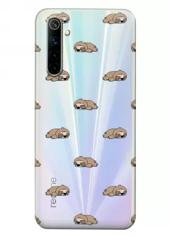 Прозрачный чехол для Realme 6 - Спящие ленивцы