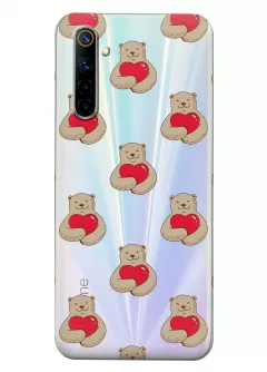 Прозрачный чехол для Realme 6 - Влюбленные медведи