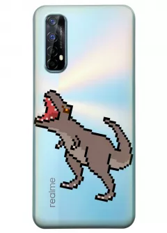 Чехол для Realme 7 - Пиксельный динозавр