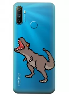 Чехол для Realme C3 - Пиксельный динозавр