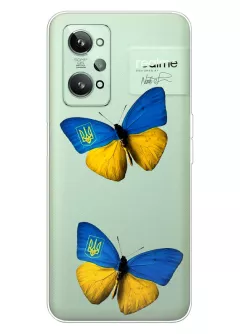 Чехол для Realme GT2 из прозрачного силикона - Бабочки из флага Украины
