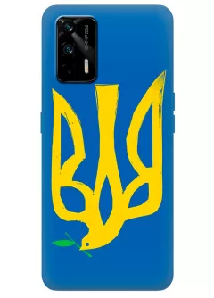 Чехол на Realme GT 5G с сильным и добрым гербом Украины в виде ласточки