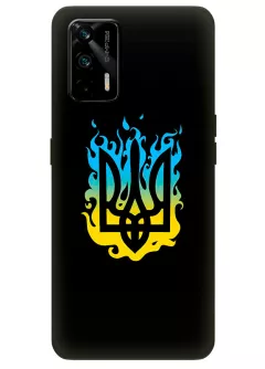Чехол на Realme GT 5G с справедливым гербом и огнем Украины