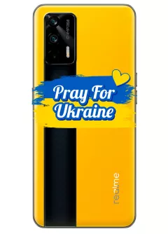 Чехол для Realme GT 5G "Pray for Ukraine" из прозрачного силикона