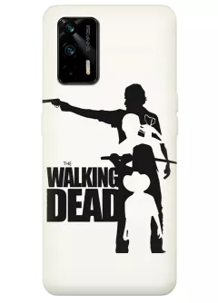 Чехол для Realme GT с принтом Ходячие мертвецы, The Walking Dead название с главными героями в черно-белом стиле