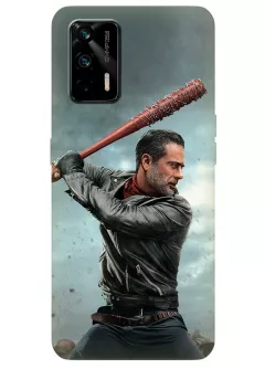 Чехол для Realme GT - Ходячие мертвецы The Walking Dead Ниган Смит Джеффри Дин Морган атакует с битой в руках