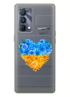 Патриотический чехол Realme GT Master с рисунком сердца из цветов Украины
