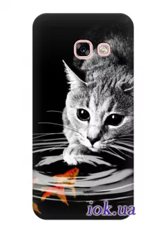 Чехол для Galaxy A3 2017 - Любопытный кот