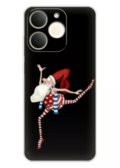 Realme Note 70 черный чехол из силикона с танцующим Сантой