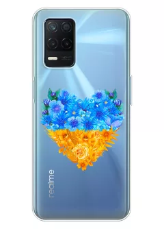Патриотический чехол Realme 8 5G с рисунком сердца из цветов Украины