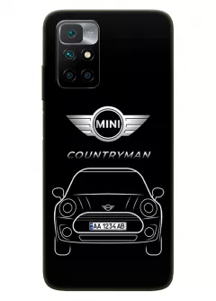 Бампер для Redmi Note 11 4G из силикона - Mini Мини логотип и автомобиль машина Countryman вектор-арт с номерным знаком