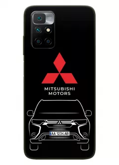Бампер для Redmi Note 11 4G из силикона - Mitsubishi Мицубиси Митсубиши логотип и автомобиль машина ASX Outlander Pajero Sport Challenger Montero вектор-арт кроссовер внедорожник с номерным знаком