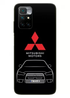 Бампер для Redmi Note 11 4G из силикона - Mitsubishi Мицубиси Митсубиши логотип и автомобиль машина Aspire Attrage Carisma Dignity Eclipse Emeraude Galant вектор-арт купе седан с номерным знаком