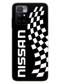 Наладка для Redmi Note 11 4G из силикона - Nissan Ниссан белое название крупным планом и флаг финиша вектор-арт