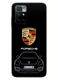 Редми Нот 11 4Дж чехол силиконовый - Porsche Порше Порш логотип и автомобиль машина 718 Boxster Cayman 911 Panamera Taycan Speedster 918 Spyder Cayman Carrera GT вектор-арт купе седан с номерным знаком