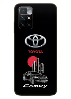Чехол для Редми Нот 11 4Дж из силикона - Toyota Тойота логотип и автомобиль машина Camry вектор-арт купе седан