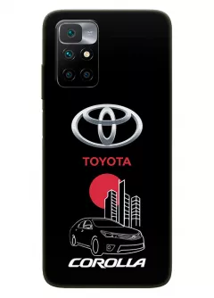 Чехол для Редми Нот 11 4Дж из силикона - Toyota Тойота логотип и автомобиль машина Corolla вектор-арт купе седан