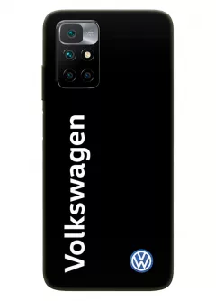 Бампер для Редми Нот 11 4Дж из силикона - Volkswagen Фольксваген классический логотип и название крупным планом