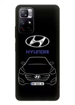 Redmi Note 11 5G защитный чехол - Hyundai Хендай Хюндай логотип и автомобиль машина Creta Santa Fe Tucson Kona Maxcruz Venue вектор-арт кроссовер внедорожник с номерным знаком - Дизайн 1