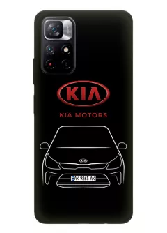 Чехол для Redmi Note 11 5G из силикона - Kia Киа Кия логотип и автомобиль машина Creed Cerato Rio Stinger Pride вектор-арт купе седан с номерным знаком
