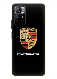 Редми Нот 11 5Дж чехол силиконовый - Porsche Порше Порш классический логотип крупным планом и название