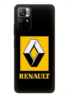 Редми Нот 11 5Дж чехол силиконовый - Renault Ренаулт Рено желтый логотип крупным планом и название вектор-арт